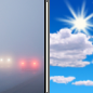 Today: Patchy fog before 9am. Mostly sunny. High near 94, with temperatures falling to around 92 in the afternoon. East southeast wind 2 to 8 mph. Today: Patchy Fog then Mostly Sunny